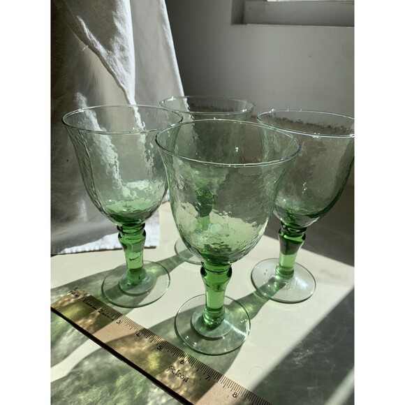 Celebrating Home Or Home Interiors Green Pebbled Goblets Green Stems - Picture 3 of 4